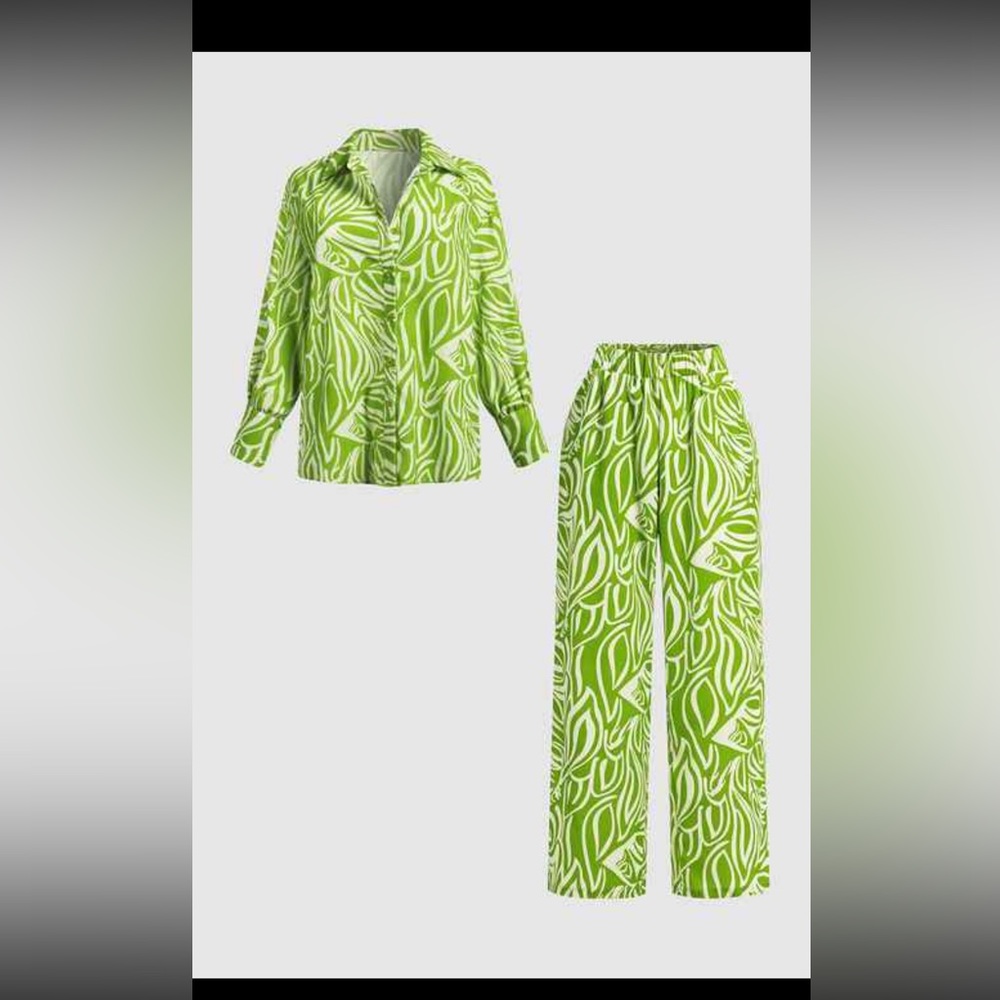 Zebra Stripe ButtonFront Top and Pants Set - Picture 4 of 7